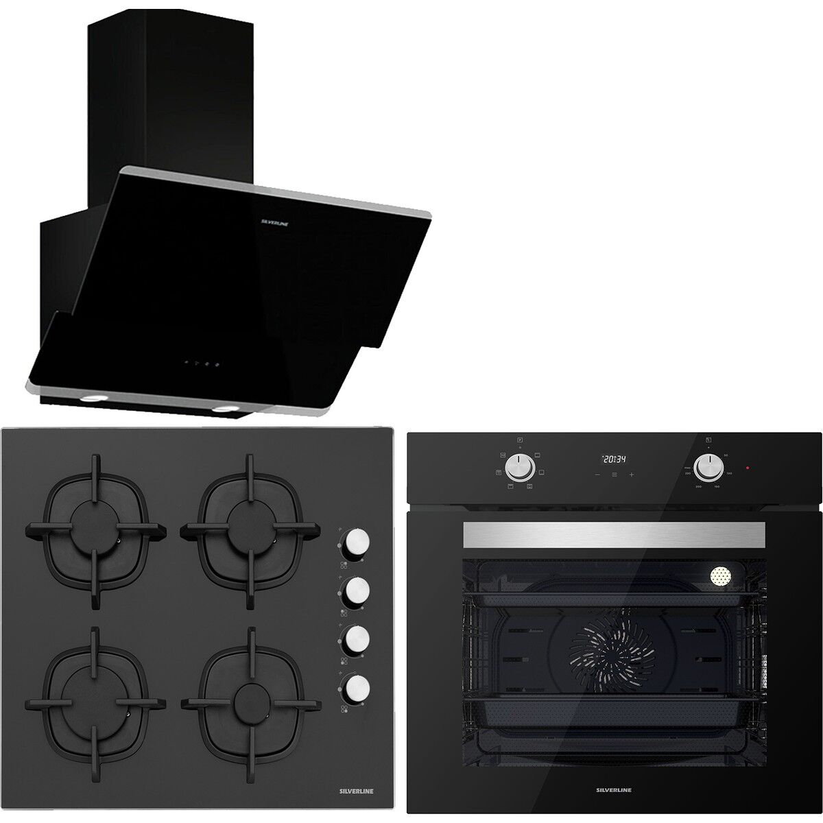 Silverline BO6502B02 - CS5343B01 - 3490 Oslo Siyah Ankastre Set