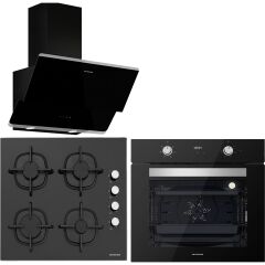 Silverline BO6502B02 - CS5343B01 - 3490 Oslo Siyah Ankastre Set