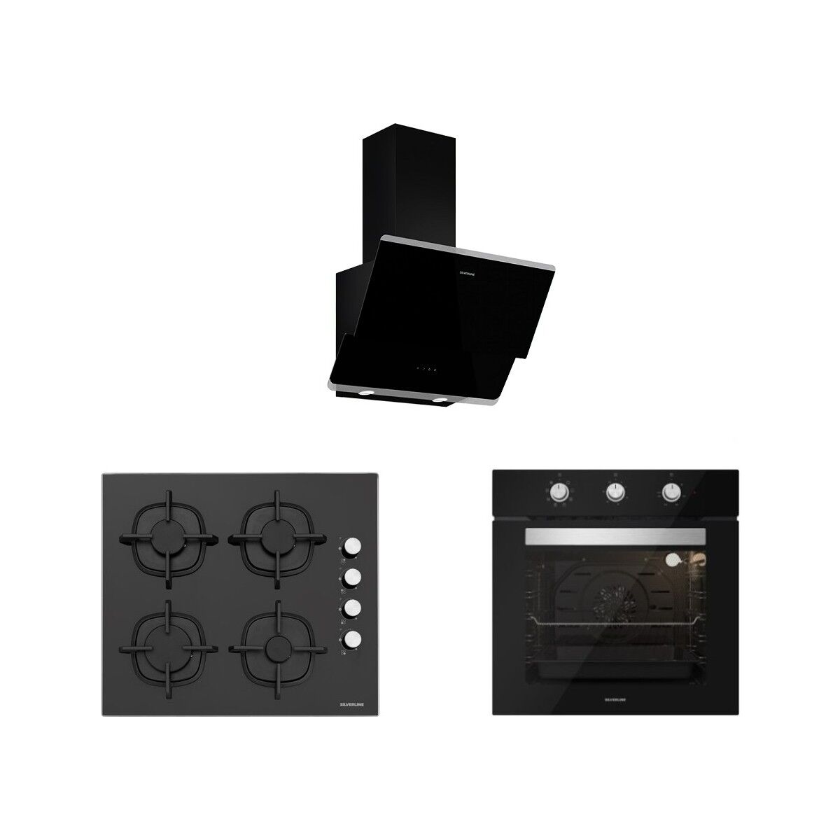 Silverline BO6503B01 - CS5343B01 - 3490 Oslo 60 Siyah Ankastre Set