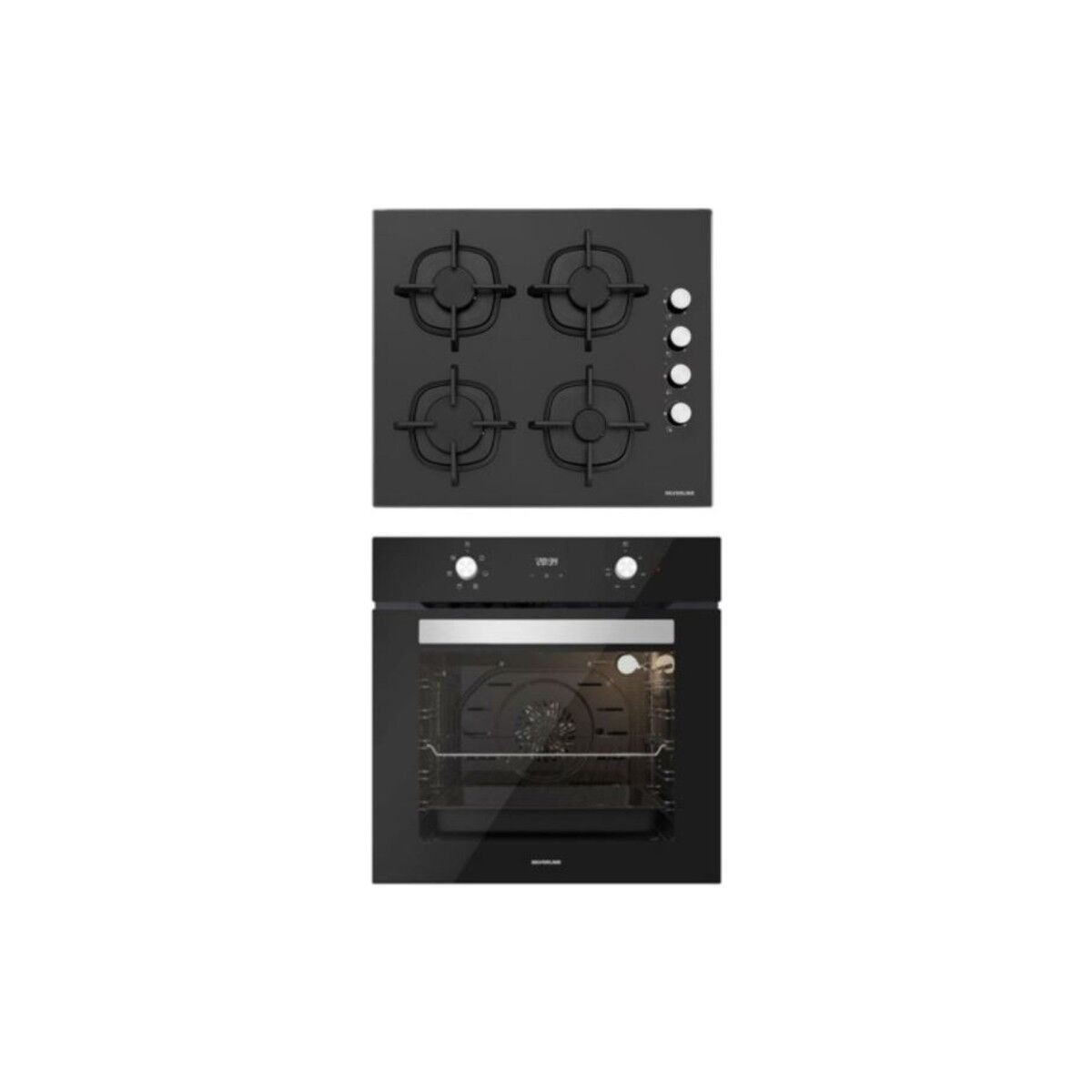 Silverline BO6502B02 - CS5343B01 Siyah Cam Ankastre Set