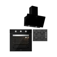 Silverline BO6503B01 - CS5343B01 - 3457 Soho 60 Siyah Cam Ankastre Set