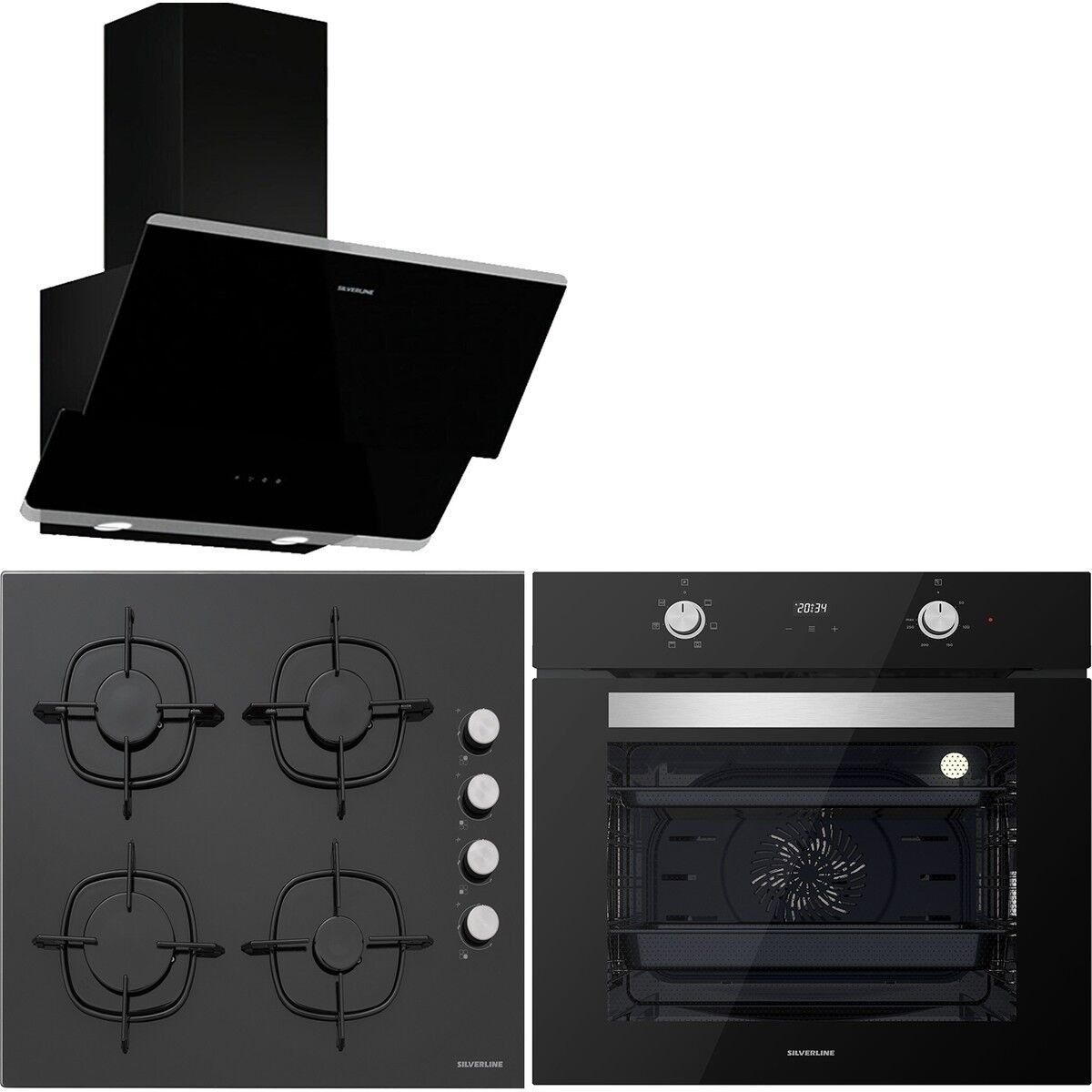 Silverline BO6502B02 - CS5335B01 - 3490 Oslo Siyah Ankastre Set