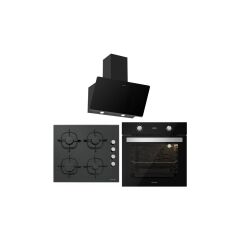 Silverline Siyah Cam Ankastre Set (BO6504B01 + CS5335B01 + 3457)