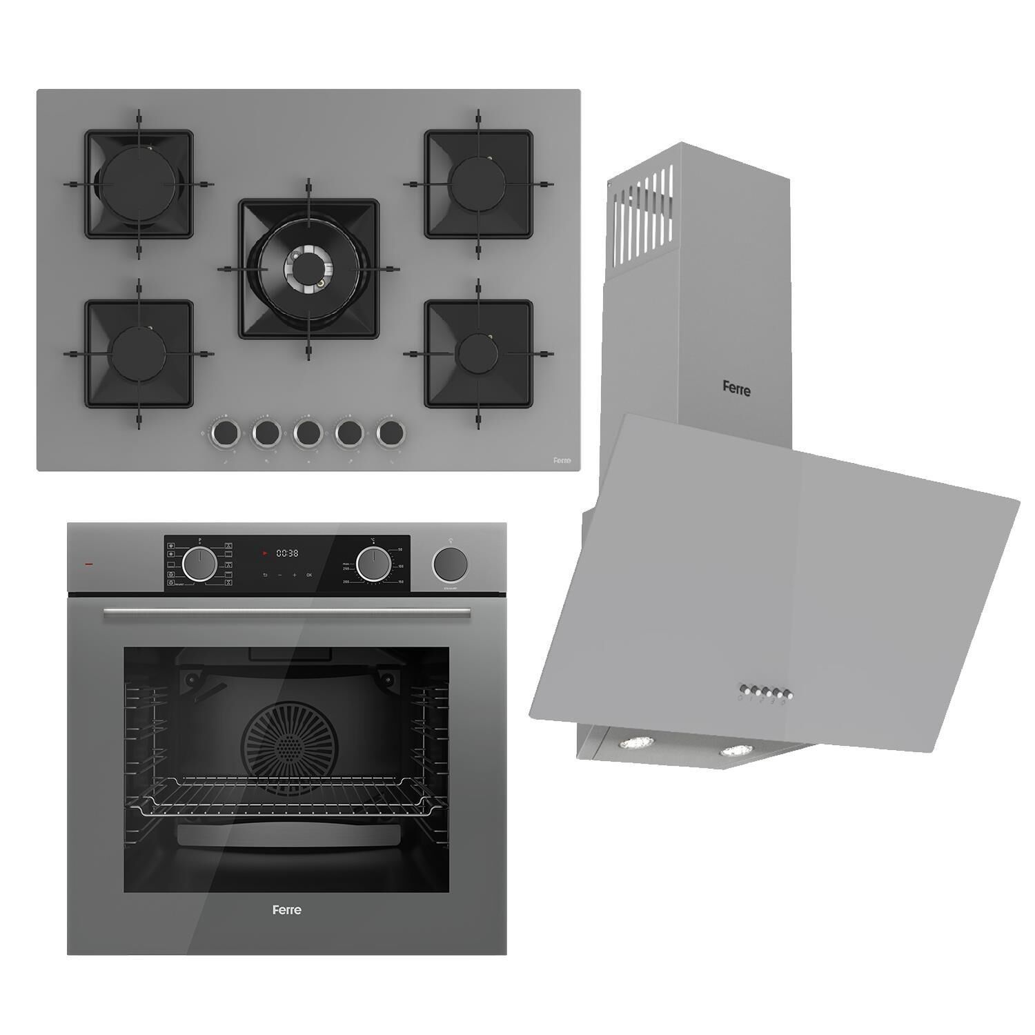 Ferre Steamart Ss Serisi Gri Set (ss038 + Xe64cpr +d087 ) -75'lik Seri Kare Emaye Izgara