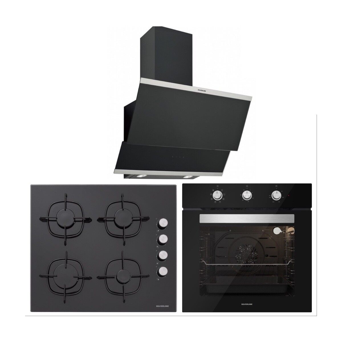 Silverline BO6503B01 - CS5335B01 - 3420 Classy 60 Siyah Cam Ankastre Set