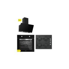 Silverline BO6501B01 - CS5335B01 - 3457 Soho 60 Siyah Cam Ankastre Set