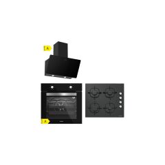 Silverline BO6501B01 - CS5335B01 - 3457 Soho 60 Siyah Cam Ankastre Set