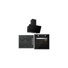 Silverline BO6502B02 - CS5335B01 - 3457 Soho 60 Siyah Cam Ankastre Set