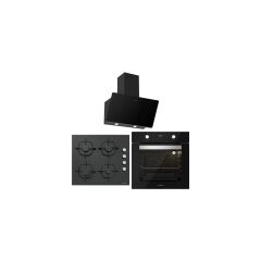 Silverline BO6502B02 - CS5335B01 - 3457 Soho 60 Siyah Cam Ankastre Set