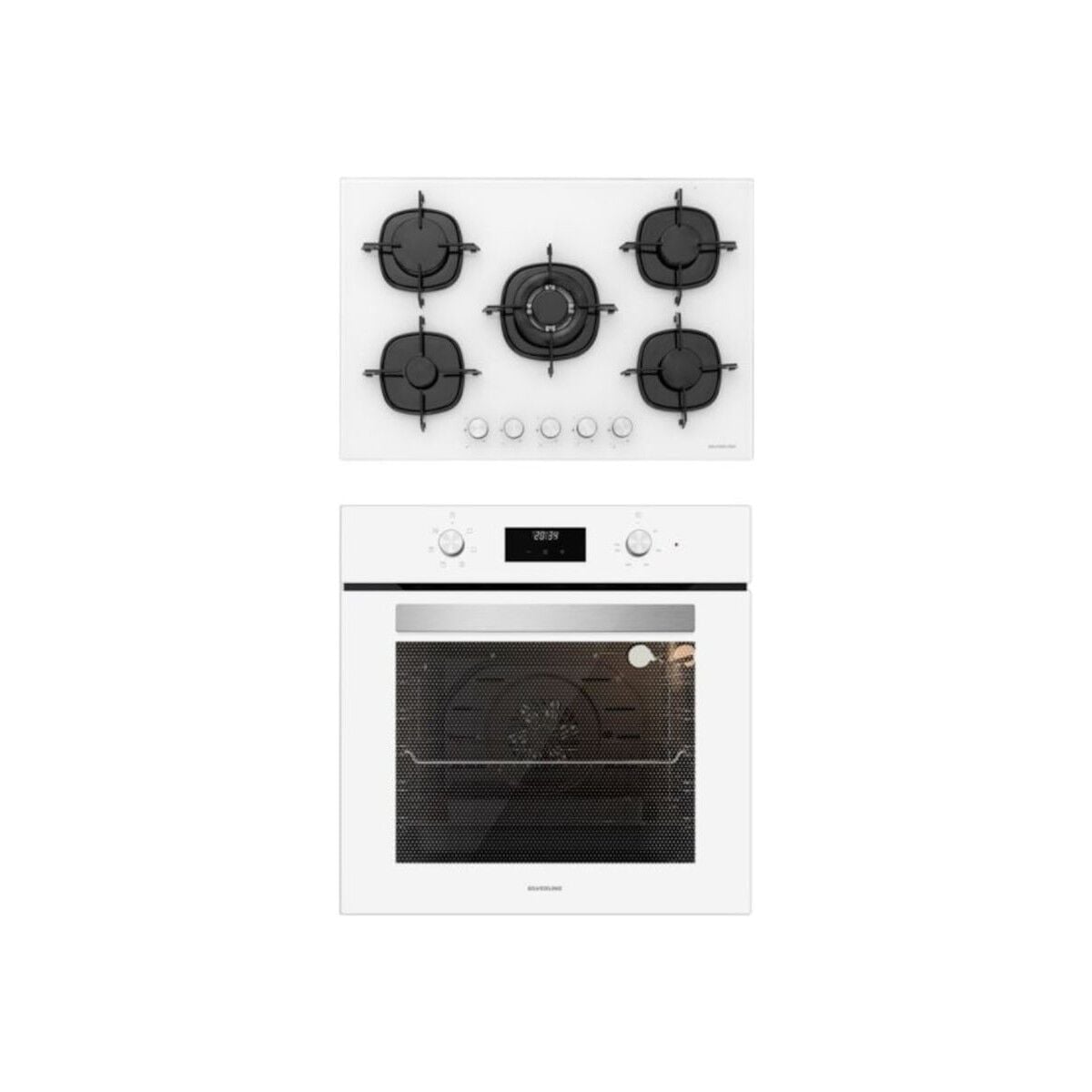 Silverline 2'li ikili BO6502W02 - CS5365W01 Beyaz Cam Ankastre Set