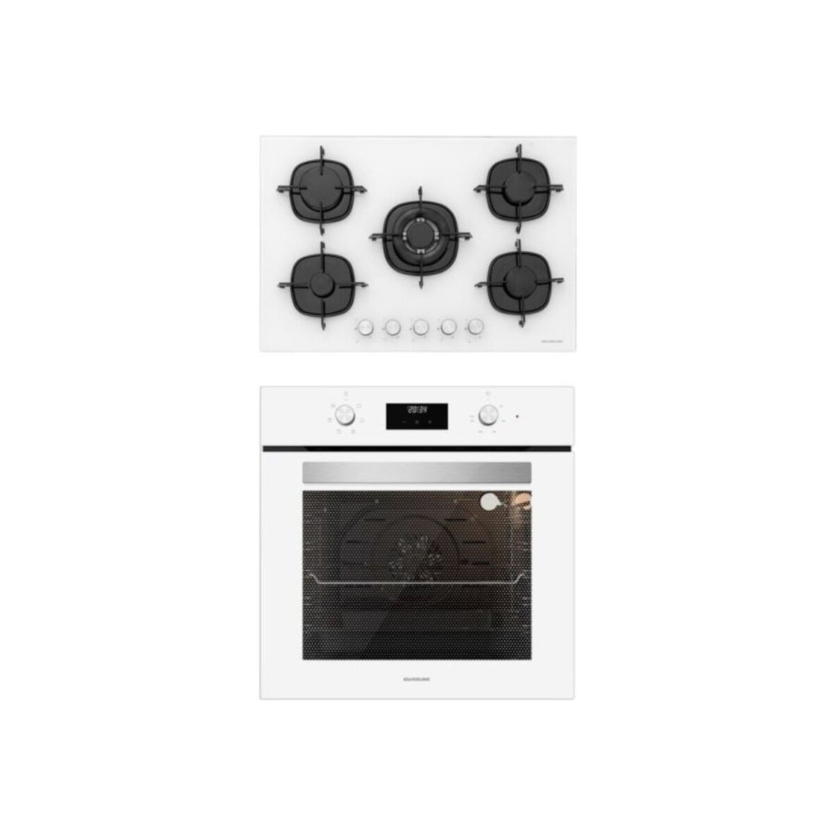 Silverline 2'li ikili BO6502W02 - CS5365W01 Beyaz Cam Ankastre Set