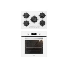 Silverline 2'li ikili BO6502W02 - CS5365W01 Beyaz Cam Ankastre Set