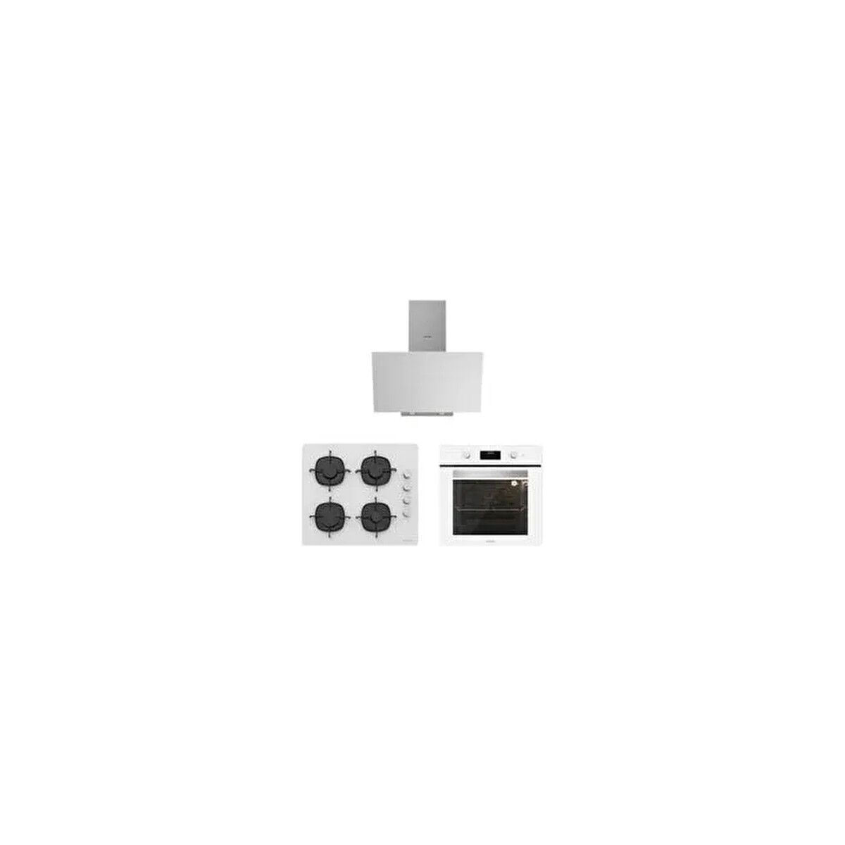 Silverline Beyaz Cam Ankastre Set ( 3481 Flam - CS5335W02 - BO6502W02 )
