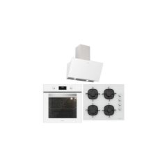 Silverline BO6502W02 - CS5335W01 - 3457 Soho 60 Beyaz Cam Ankastre Set