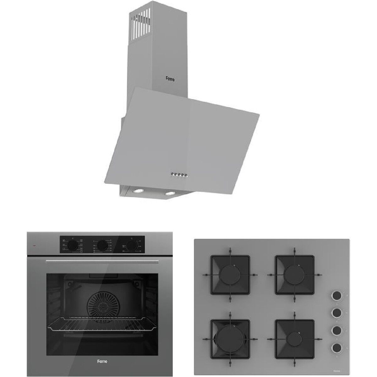 Ferre Flowart Serisi (QBL62CPR-SS208-D088) Ankastre Set