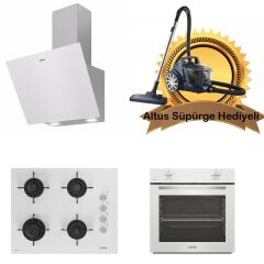 Altus Beyaz Cam Ankastre Set 570 W - 159 Dw- 310 Hw - (Altus Süpürge Hediyeli)