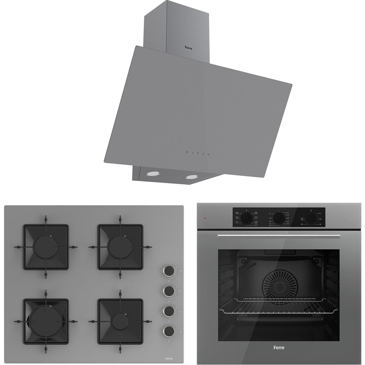 Ferre Elegant Line Basic Gri Ankastre Set ( QBL62CPR-SS208-D079 )