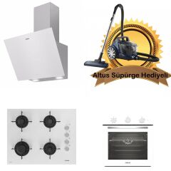 Altus Beyaz Cam Ankastre Set 570 W - 159 Dw - 321 W ( Altus Süpürge Hediyeli)