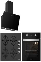 Silverline Siyah Cam Ankastre Set 5 Yıl Garanti (3457 Soho 60+cs5343b01+bo6504b01 3Lü)