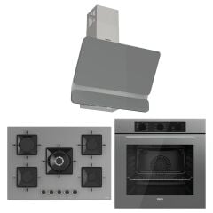 Ferre Ss Serisi Gri 5 Gözlü Ankastre Set ( QBL62CPR-SS038-D082 )