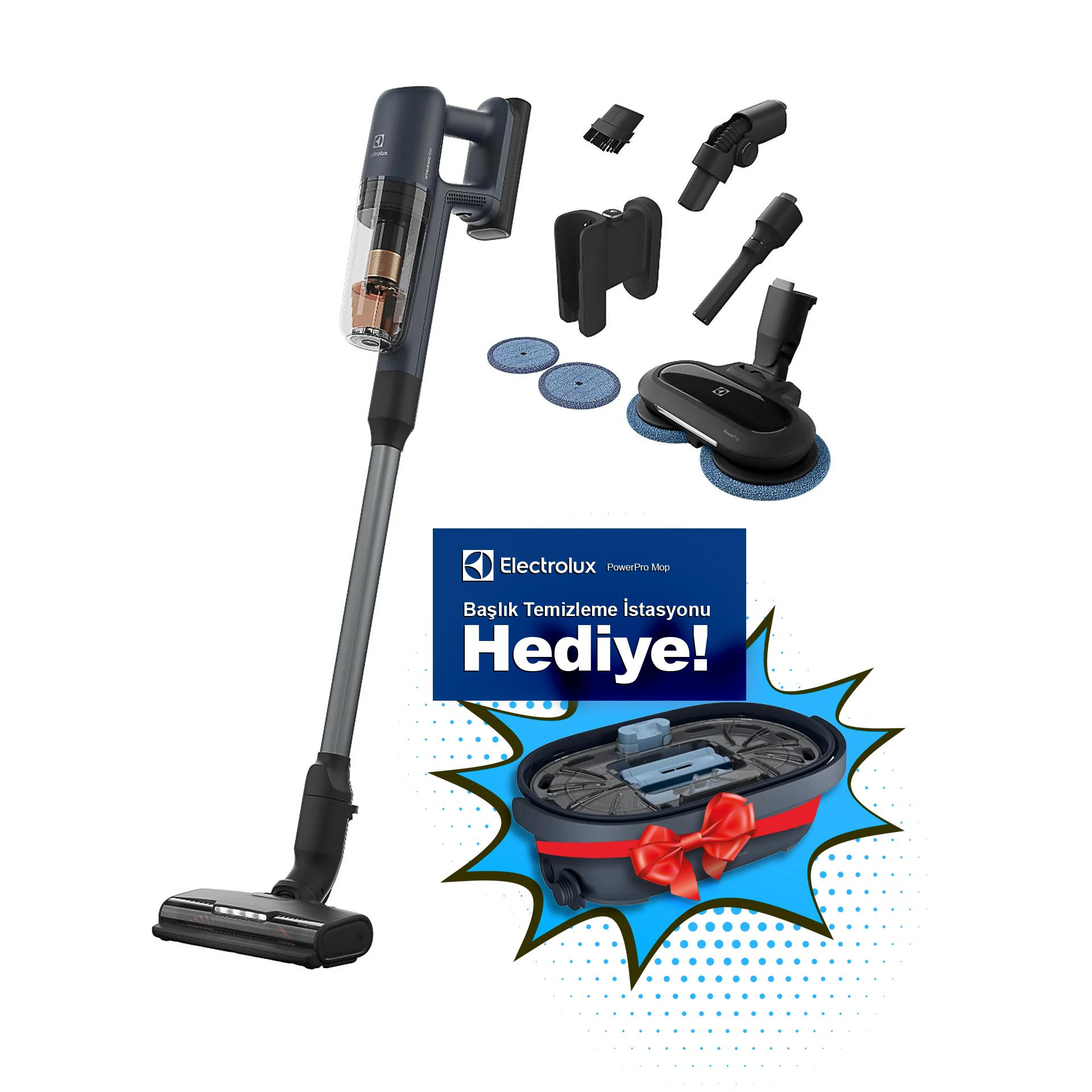Electrolux EP71B14WET Islak Kuru Şarjlı Dikey Süpürge (Mop Başlık Temizleme İstasyonu Hediyeli)
