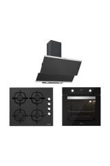 Silverline Siyah Cam Ankastre Set 5 Yıl Garanti (3420 Classy 60+cs5343b01+bo6502b02)