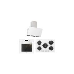 Silverline BO6502W02 - CS5365W01 - 3457 Soho 60 Beyaz Cam Ankastre Set