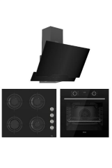 Ferre Fryart Cs Serisi Siyah Cam Ankastre Set d063 + Cs205 + Xe63cs