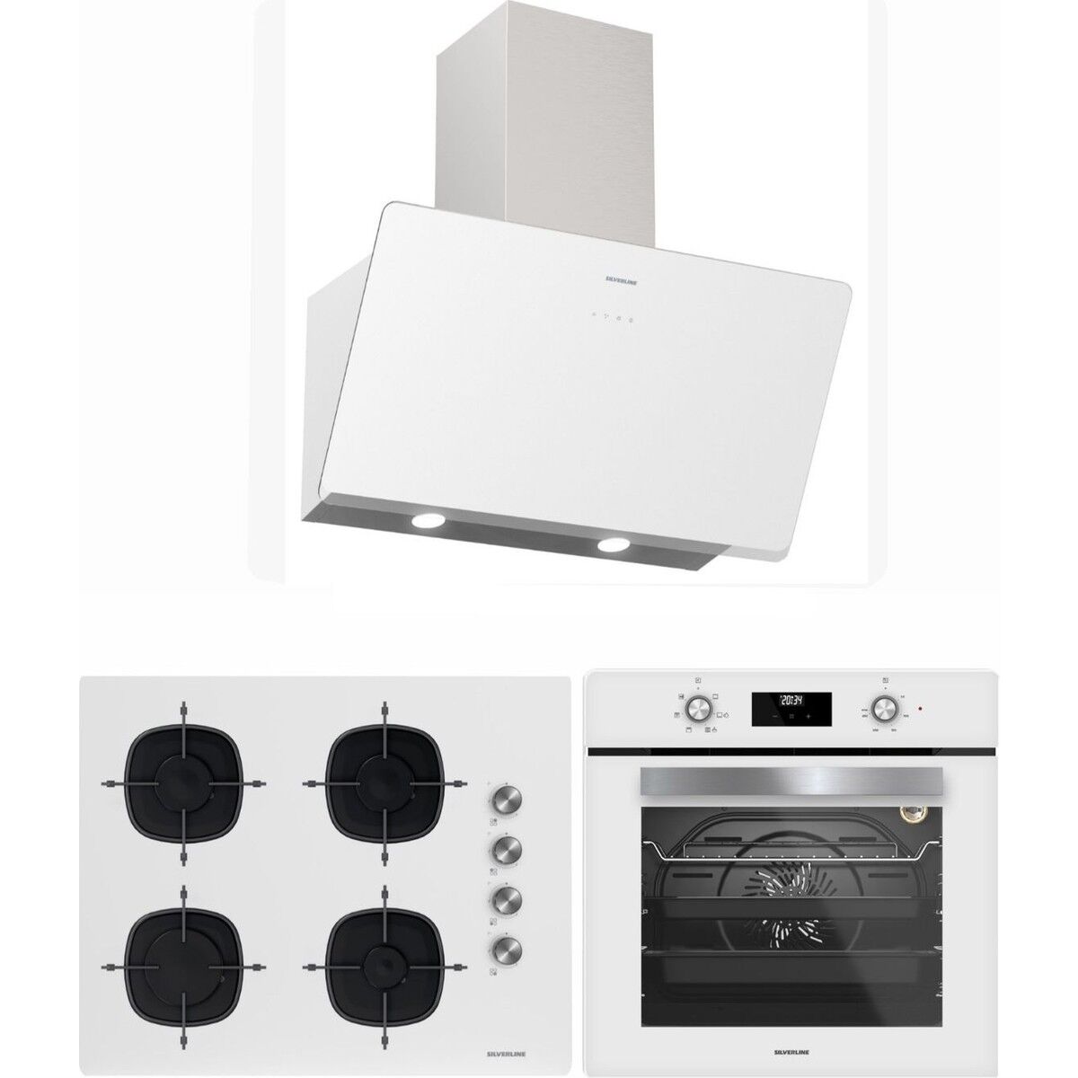 Silverline Beyaz 65 cm Ocaklı Dijital Fırınlı Ankastre Set (3457 Soho - CS5700E7W01 - BO6502W02 )