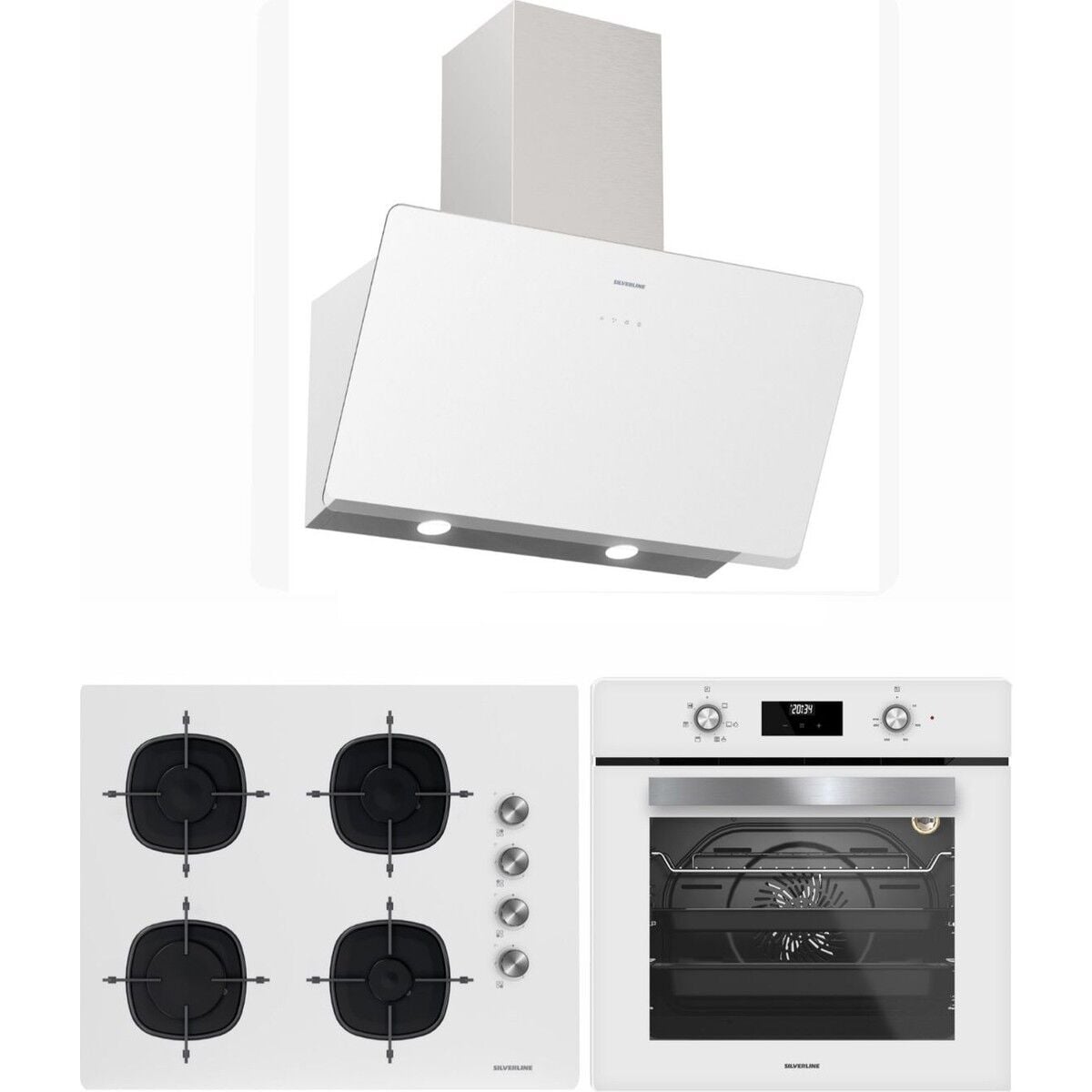 Silverline Beyaz 65 cm Ocaklı Dijital Fırınlı Ankastre Set (3457 Soho - CS5700E7W01 - BO6502W02 )