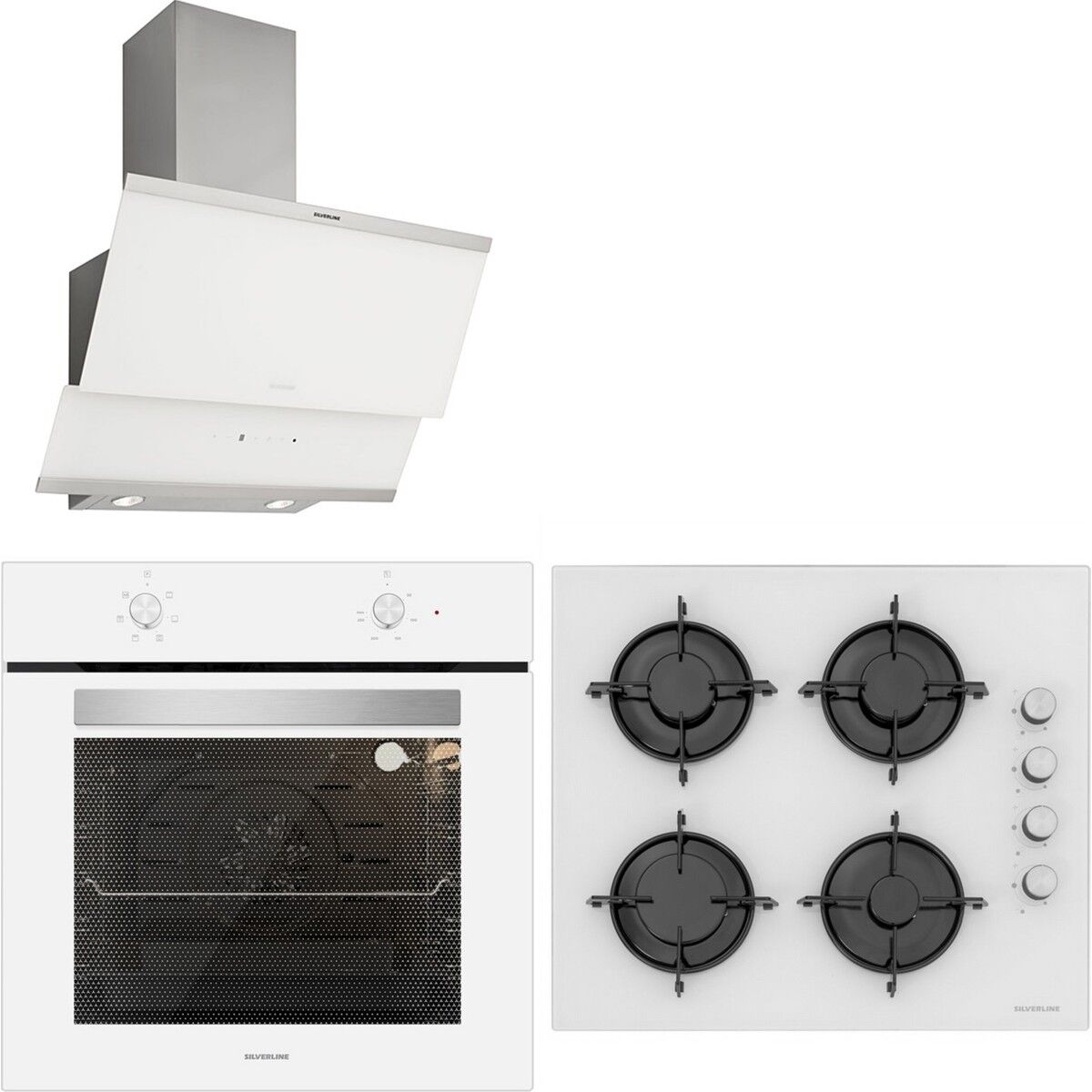 Silverline Beyaz Cam Ankastre Set Bo6501W01 - Cs5349W01 - 3420