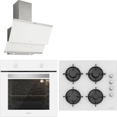 Silverline Beyaz Cam Ankastre Set Bo6501W01 - Cs5349W01 - 3420