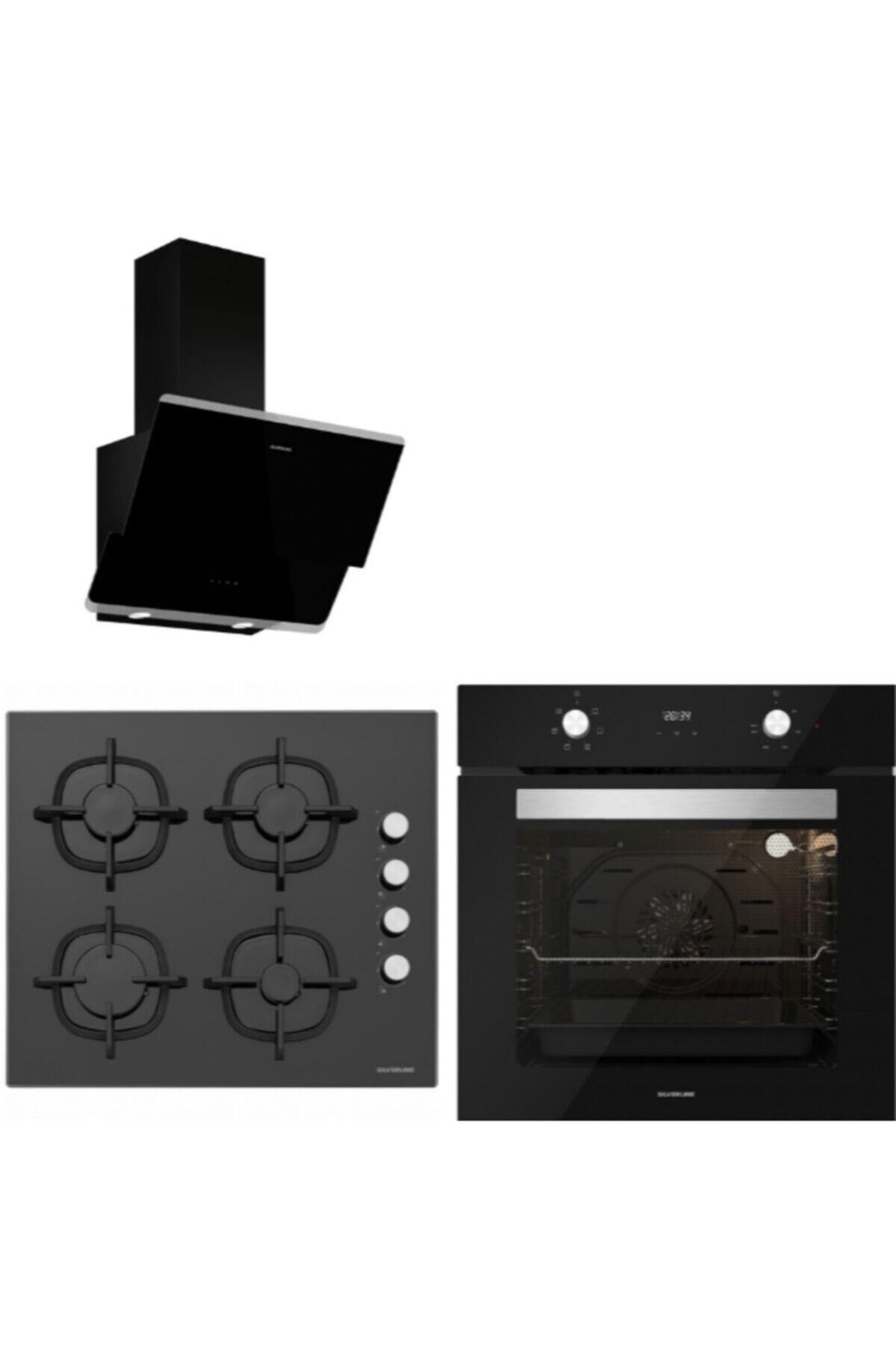 Silverline Siyah Cam Ankastre Set 3490 - CS5343B01 - BO6502B01