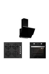 Silverline Siyah Cam Ankastre Set (3490 Oslo 60+cs5343b01+bo6504b01)