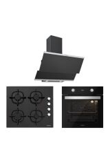 Silverline Siyah Cam Ankastre Set 5 Yıl Garanti (3420 Classy 60+cs5343b01+bo6504b01)