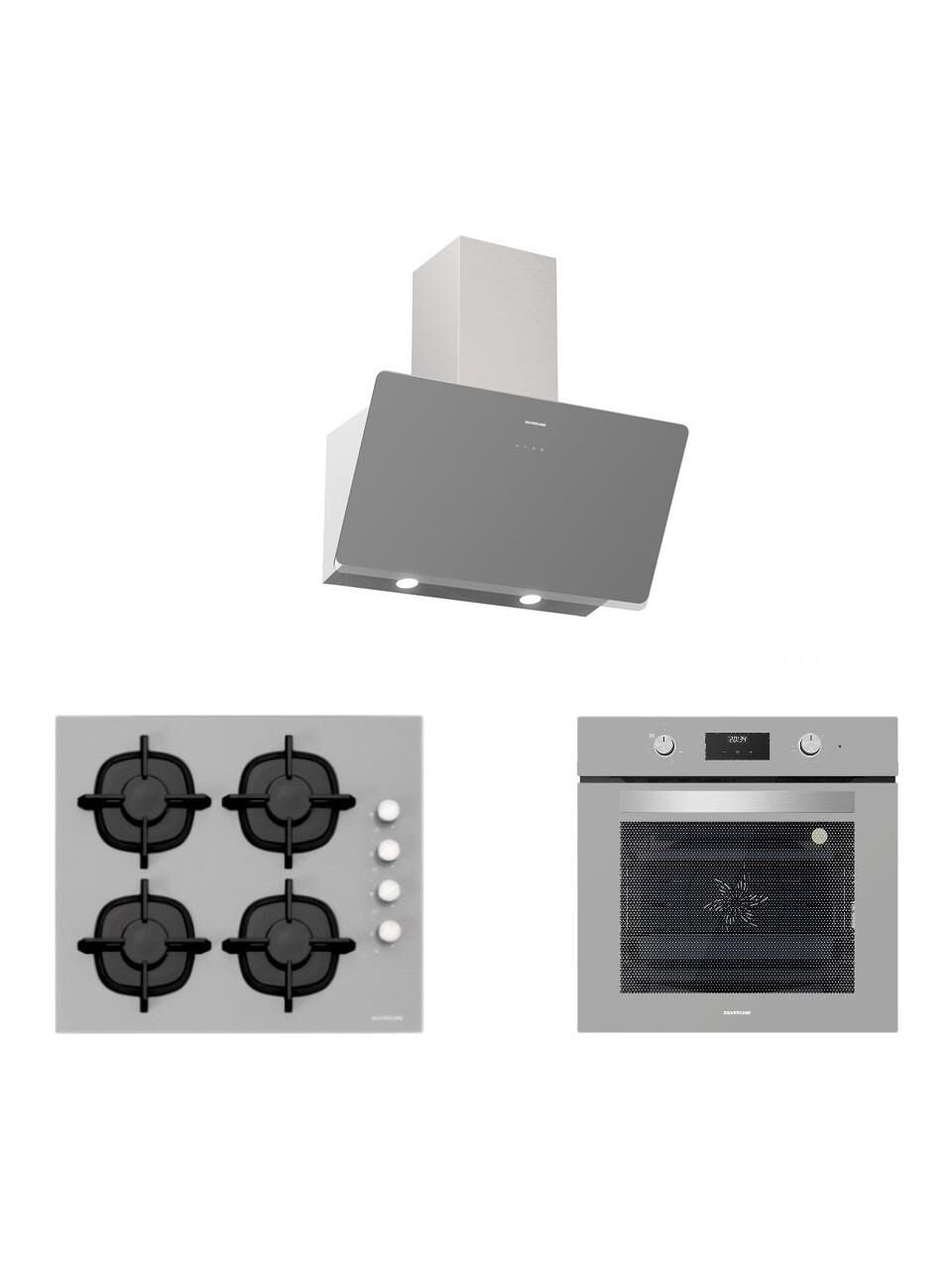 Silverline BO6502S02 - CS5343S01 - 3457 Soho 60 Gri Cam Ankastre Set