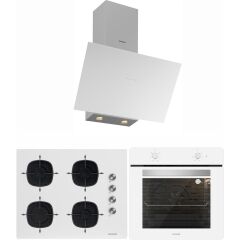 Silverline Beyaz Cam Ankastre SET(3481 FLAM-CS5700E7W01 65 M Ocak -BO6501W01)