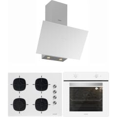 Silverline Beyaz Cam Ankastre SET(3481 FLAM-CS5700E7W01 65 M Ocak -BO6501W01)