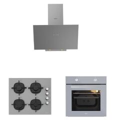 Silverline Karma Ankastre Gri Cam Set 3481 Davlumbaz - CS5335S01 ocak- Esty Aef6601s04 Firin