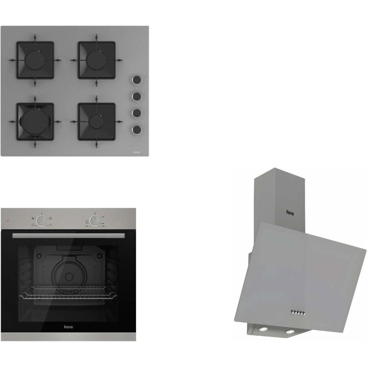 Ferre Pure Ss Serisi Gri Cam Ankastre Set D088 - SS208 - XE61MDV