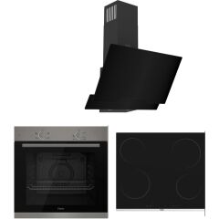 Ferre Elektrikli Siyah Cam Ankastre Set - XE61MDV / MS261 / D063