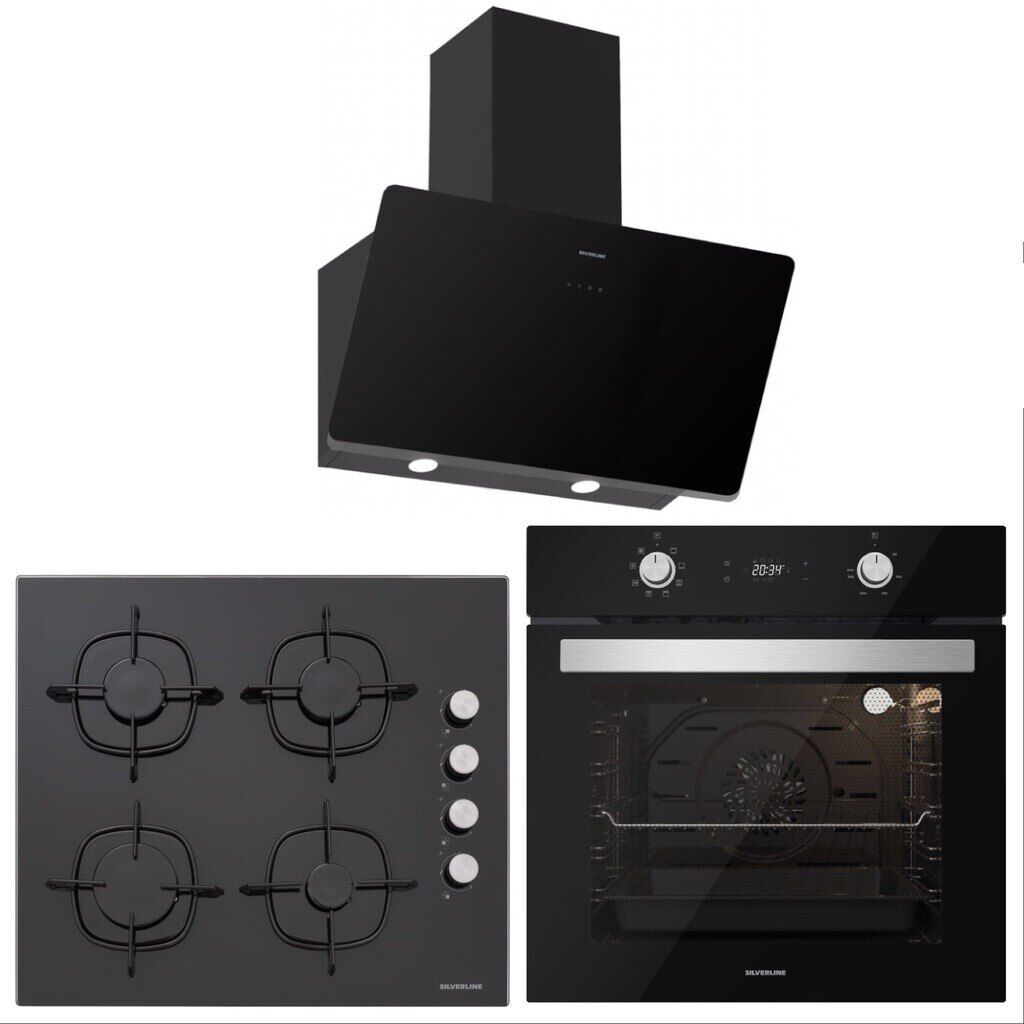 Silverline BO6504B01 - CS5335B01 - 3457 Soho 60 Siyah Cam Ankastre Set