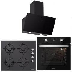 Silverline BO6504B01 - CS5335B01 - 3457 Soho 60 Siyah Cam Ankastre Set