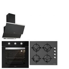 Silverline Siyah Cam Ankastre Set 3420 - CS5335B01 - BO6503B01