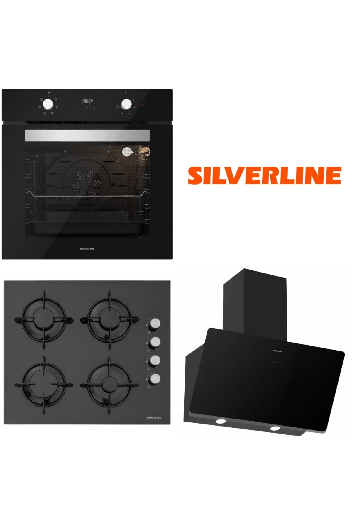 Silverline Siyah Cam Ankastre Set BO6502B01 - CS5349B01 - 3457 Soho