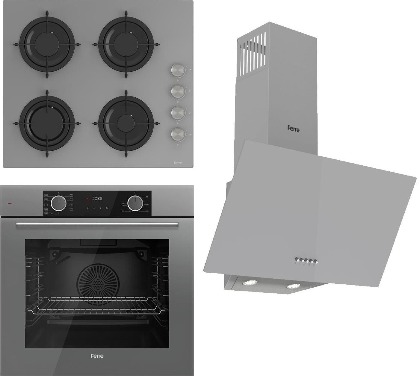 Ferre Fryart Ss Serisi Gri Set (CS208 + XE63CPR +D088 ) - Emaye Izgara