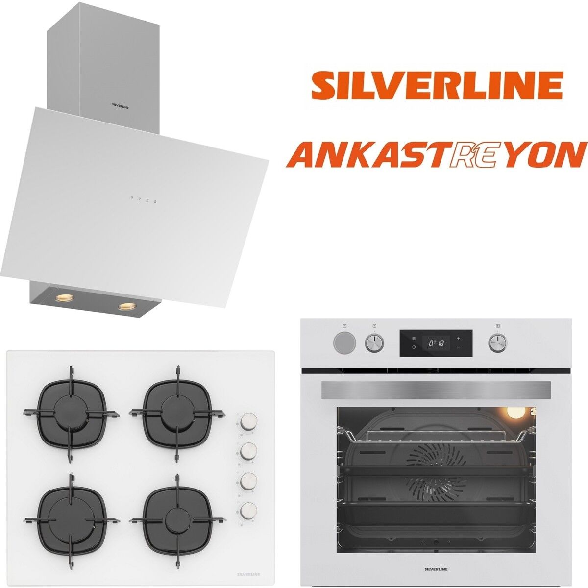 Silverline Beyaz Cam Ankastre Set BO65P4W01-CS5700E6W01-3481 Flam Beyaz (Buhar ve Airfryer Özellikli Fırın)