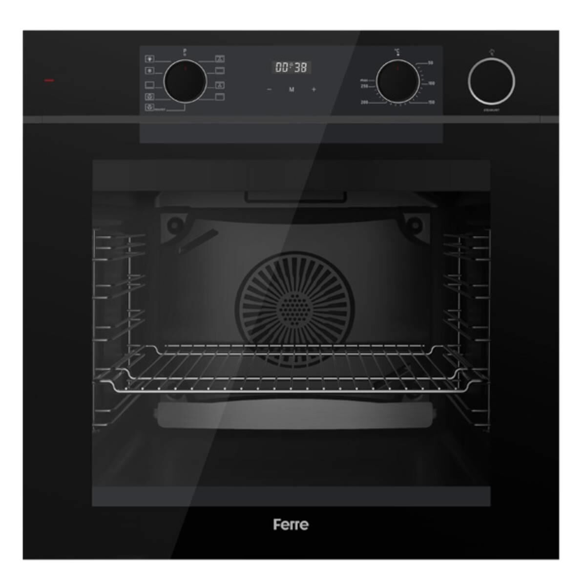 Ferre Artline Fryart & SteamArt Qep64CS Siyah Cam Ankastre Fırın