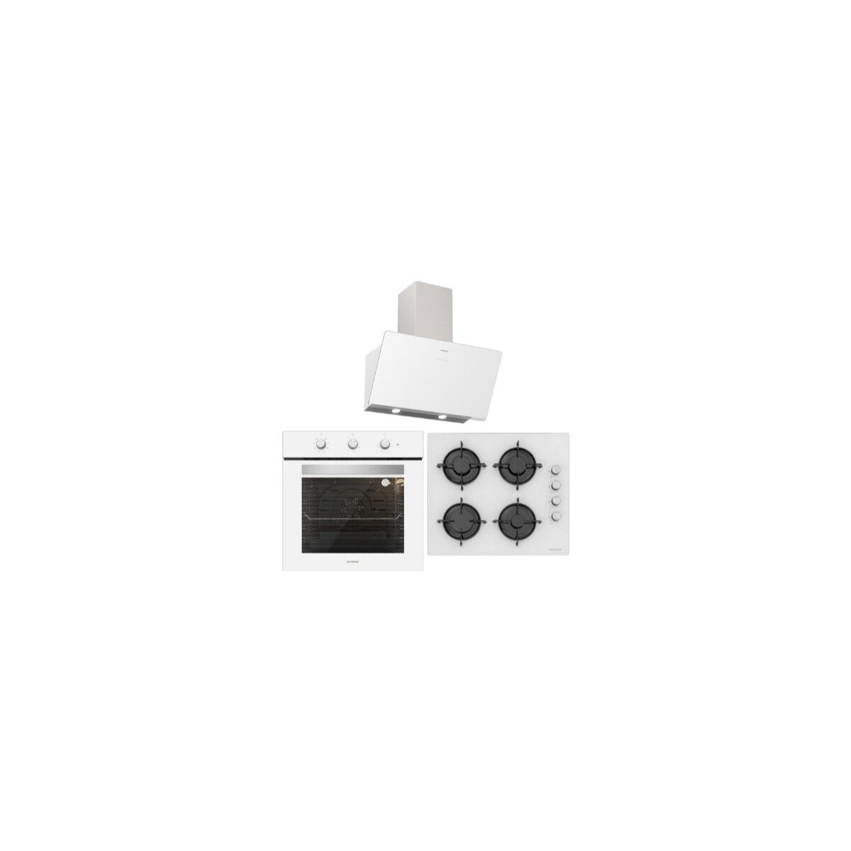 Silverline BO6503W01 - CS5349W01 - 3457 Soho 60 Beyaz Cam Ankastre Set
