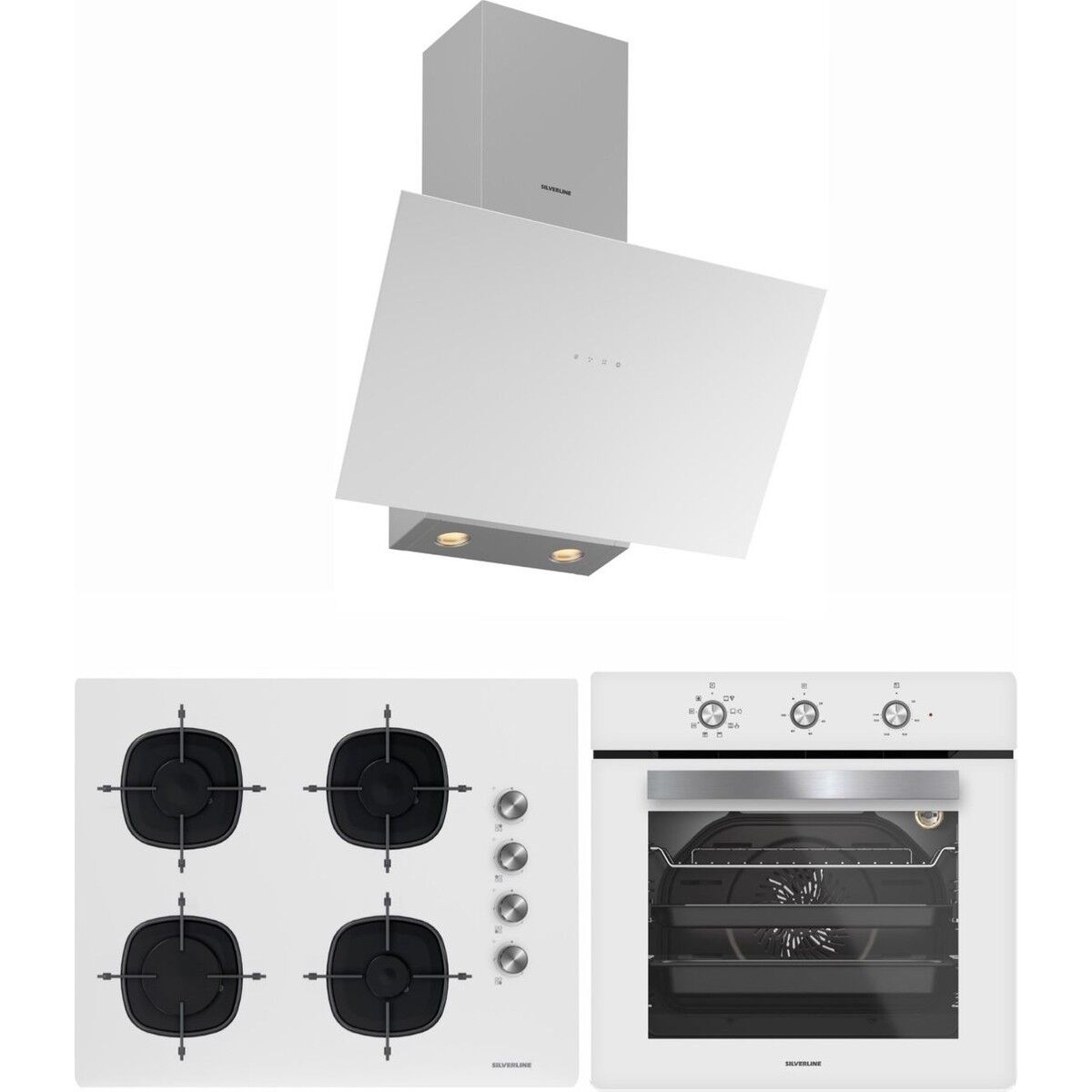 Silverline Beyaz 65 cm Ocaklı Dijital Fırınlı Ankastre Set (3481 Flam - CS5700E7W01 - BO6503W01 )